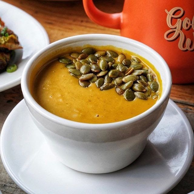 Vegan Pumpkin Curry Soup from Golden West Cafe, Baltimore
