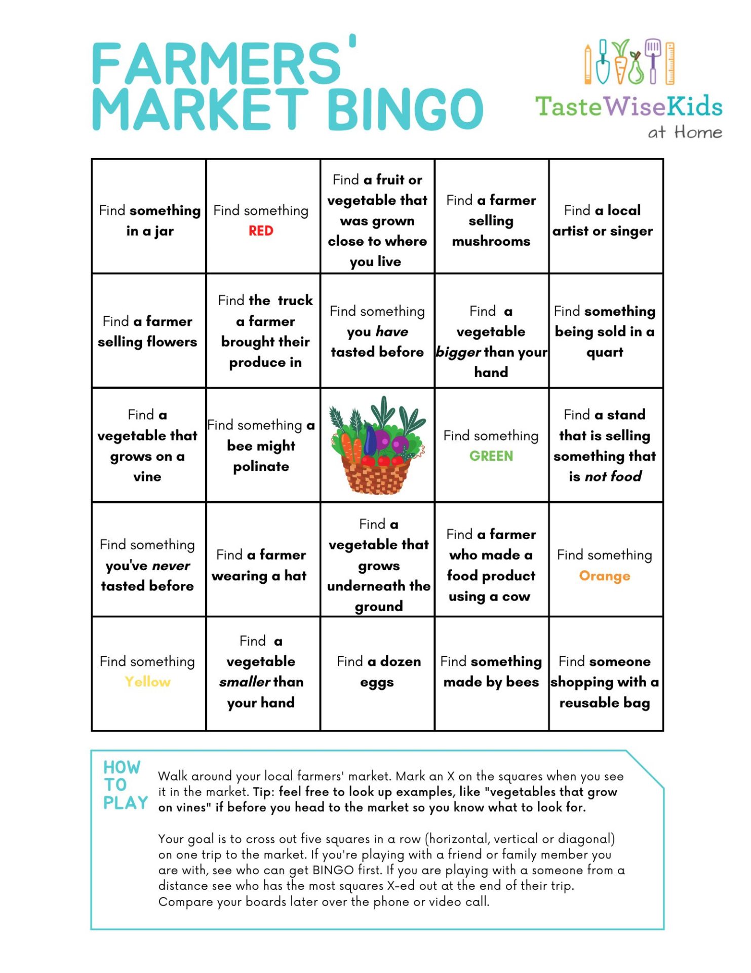 Farmers' Market Bingo